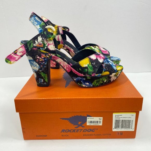 Rocket Dog Shoes - Rocket Dog Floral Platform Heels Size 7 Sharon Slingback